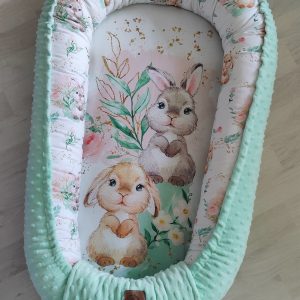 Cocon 0-18 mois Tissu lapin / Minky Vert d’eau